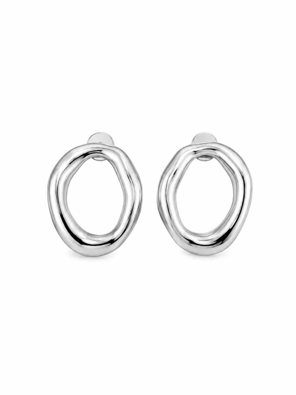 NEW NO WHINING DESIGNING women's artful hammered oval stud earrings in sterling